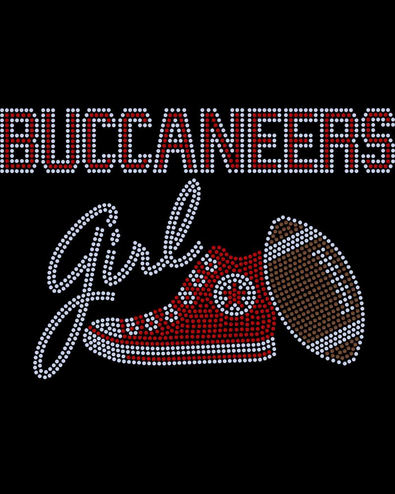 Tampa Bay Buccaneers Girl Tennis Shoe Bling Apparel – Ladies V-Neck Tee, Unisex Crewneck, Ladies Long Sleeve V-Neck Shirt, Unisex Sweatshirt