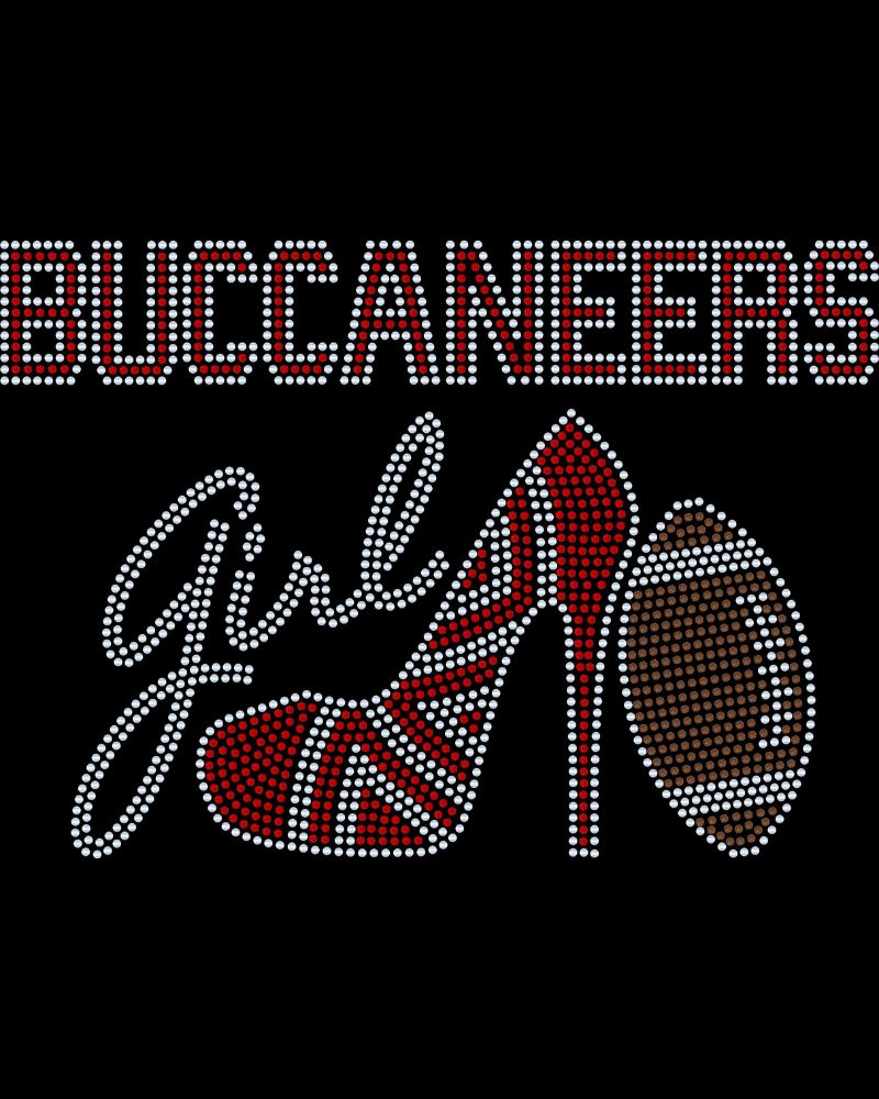 Tampa Bay Buccaneers Girl High Heel Bling Apparel – Ladies V-Neck Tee, Unisex Crewneck, Ladies Long Sleeve V-Neck Shirt, Unisex Sweatshirt