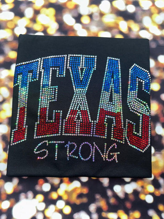 Texas Strong Red White and Blue Bling Shirt/State of Texas Sparkle Tee/ Texas Spirit Tee, Long Sleeve, Sweatshirt