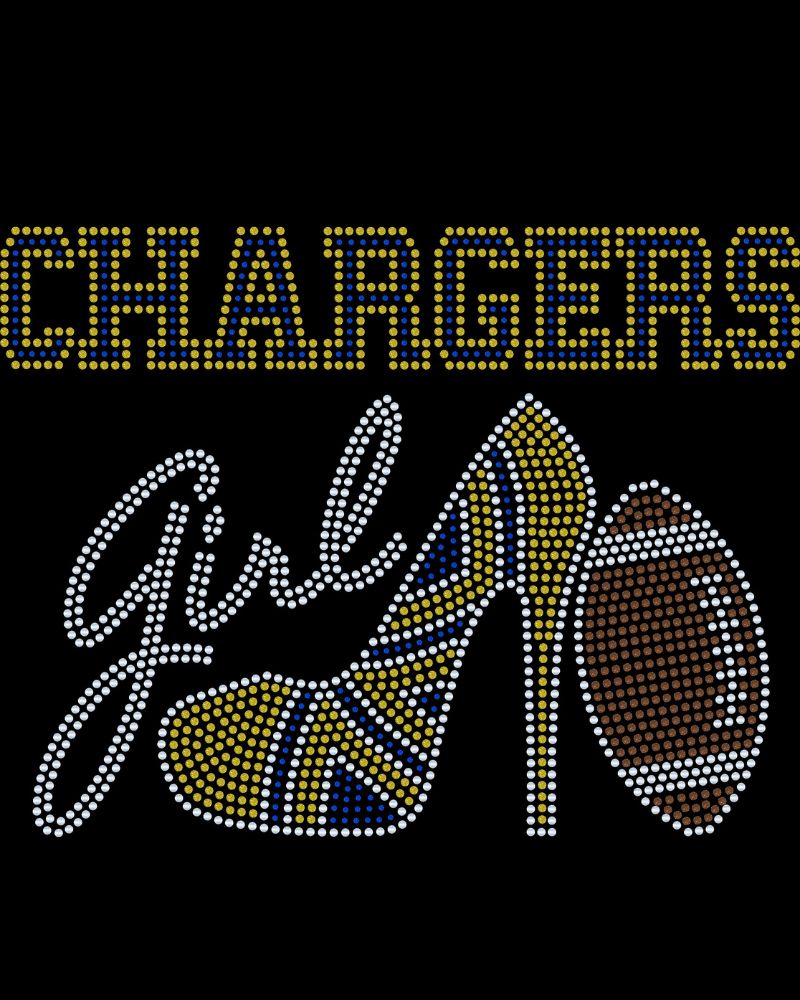 Los Angeles Chargers Girl High Heel Bling Apparel – Ladies V-Neck Tee, Unisex Crewneck, Ladies Long Sleeve V-Neck Shirt, Unisex Sweatshirt