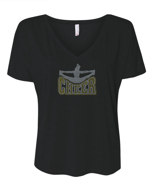 Cheer Jump Bling Tee for Adult or Youth! / Cheer Sparkle Design / Cheer Tank, Tee or Sweatshirt! Choose the color of bling! - Stitch N Bling