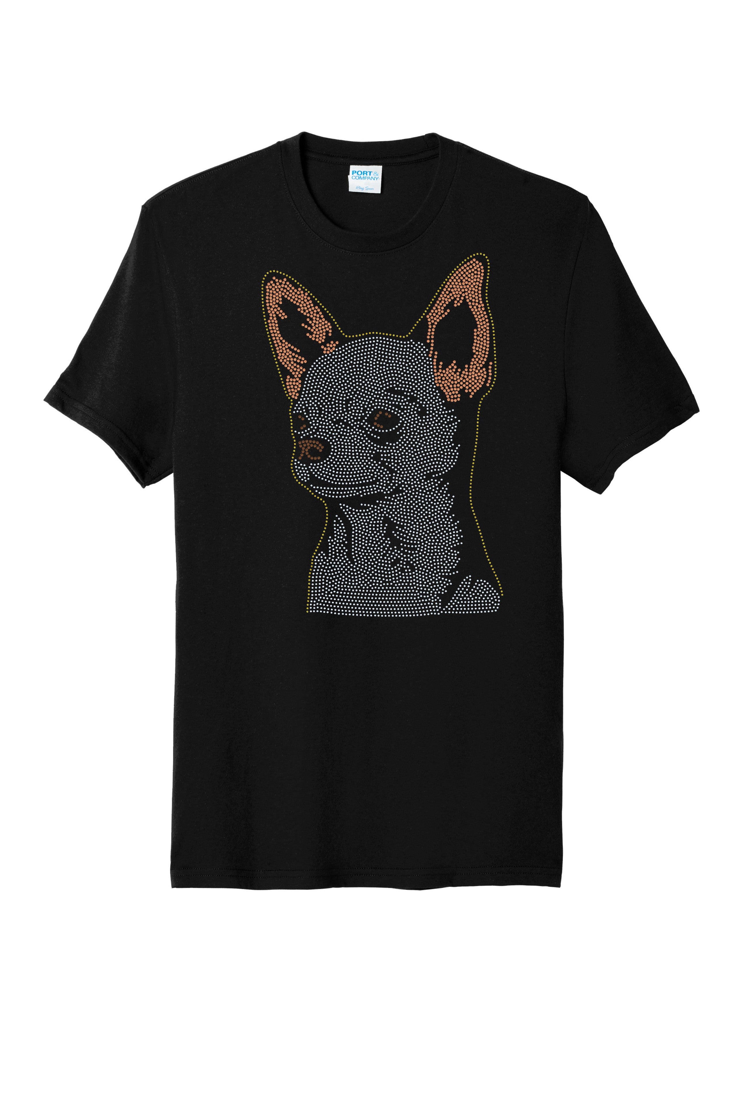 Chihuahua Dog Mom Bling Apparel – Ladies V-Neck Tee, Unisex Crewneck, Ladies Long Sleeve V-Neck Shirt, Unisex Sweatshirt