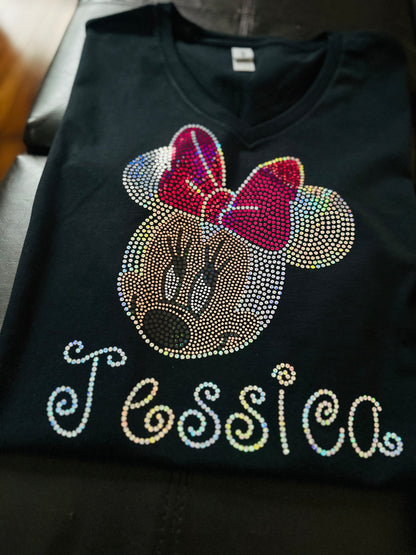 Personalized Mouse Bling/ Girl Mouse Tee/ Children & Adult Sizes Available, Sweatshirts / Free Personalization - Stitch N Bling