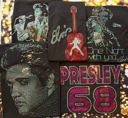 Elvis One Night With You BLING Spangle Tees, Tanks, Long Sleeve, Sweatshirts! Elvis 1968 Comeback Special Bling! Elvis Tank Top!