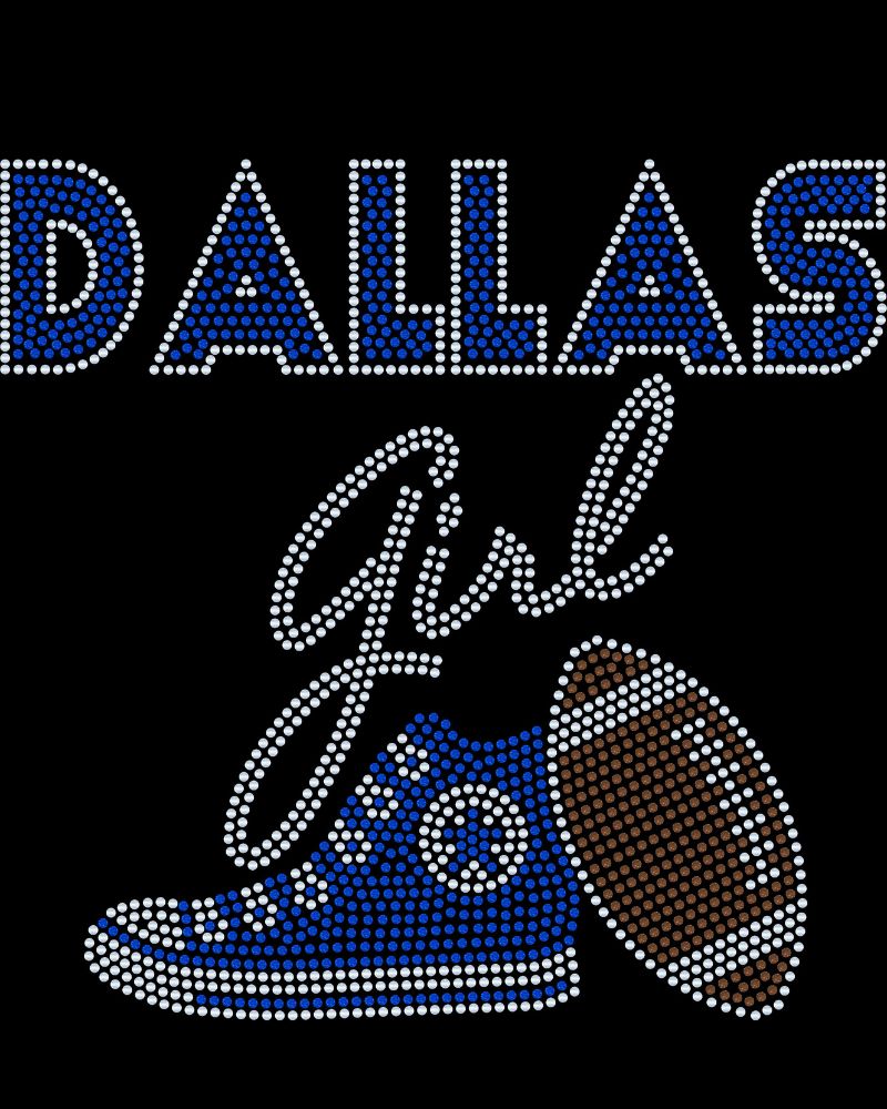 Dallas Girl Tennie Shoe Football Bling Apparel – Ladies V-Neck Tee, Unisex Crewneck, Ladies Long Sleeve V-Neck Shirt, Unisex Sweatshirt