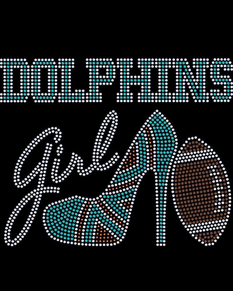Miami Dolphins Girl High Heel Bling Apparel – Ladies V-Neck Tee, Unisex Crewneck, Ladies Long Sleeve V-Neck Shirt, Unisex Sweatshirt