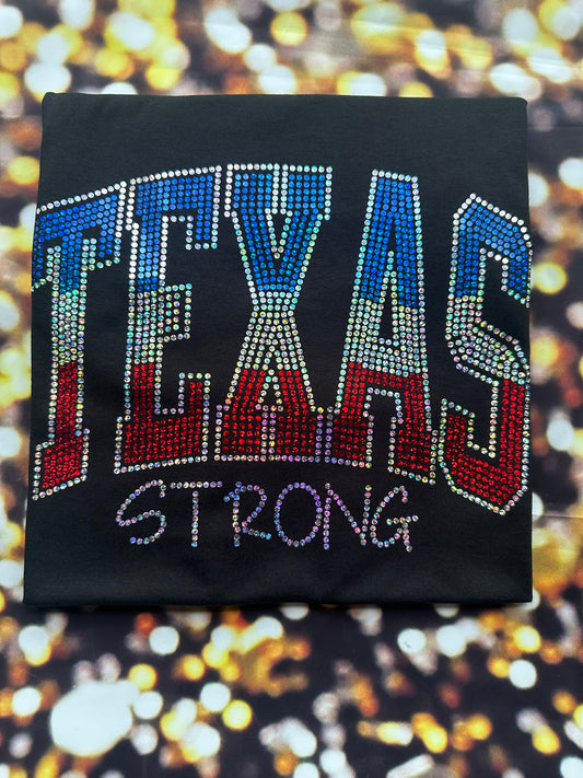 Texas Strong Red White and Blue Bling Shirt/State of Texas Sparkle Tee/ Texas Spirit Tee, Long Sleeve, Sweatshirt