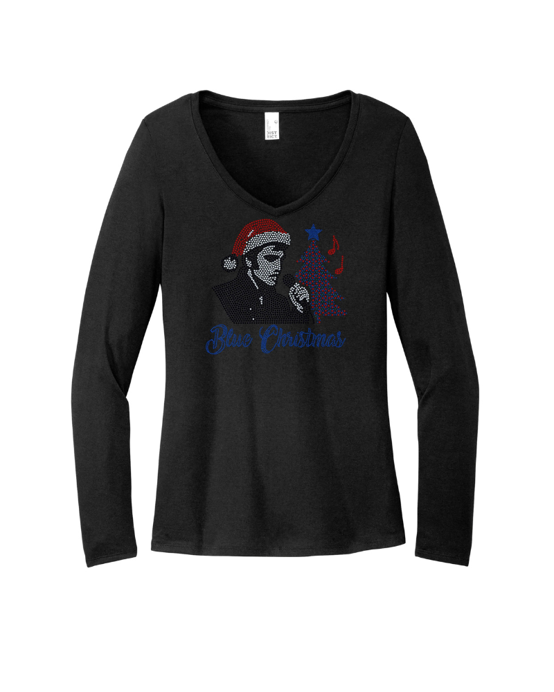 Mock up of Elvis Blue Christmas on long sleeve
