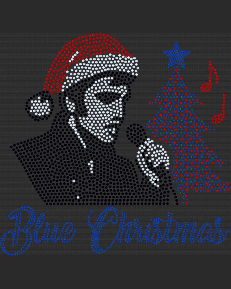 Elvis Blue Christmas Bling Sparkle Apparel – Ladies V-Neck Tee, Unisex Crewneck, Ladies Long Sleeve V-Neck Shirt, Unisex Sweatshirt