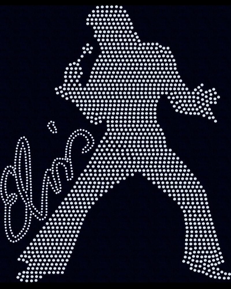Silver Elvis Presley Rock n Roll Bling Apparel – Ladies V-Neck Tee, Unisex Crewneck, Ladies Long Sleeve V-Neck Shirt, Unisex Sweatshirt