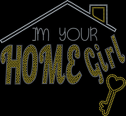 I'm Your Home Girl with Key Real Estate Bling Shirt / Real Estate Work Polo or T-Shirt Sparkly Spangle Collared Tee - Stitch N Bling