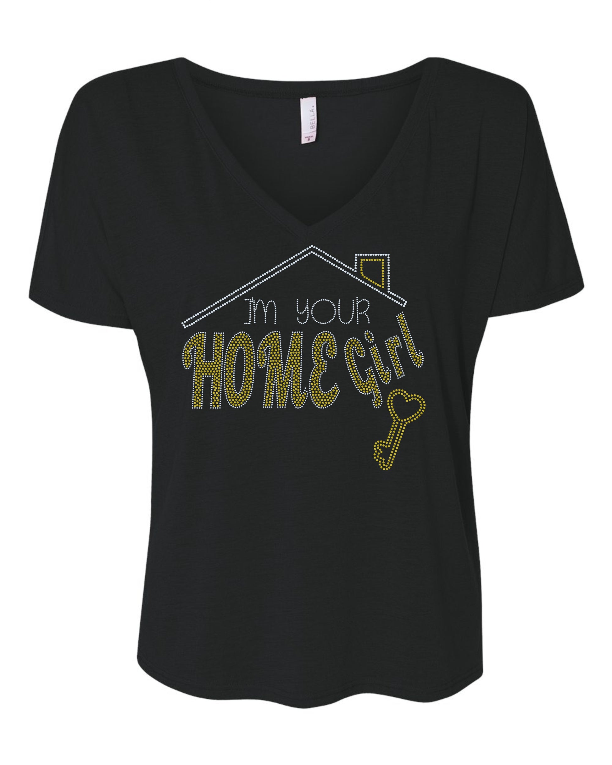 I'm Your Home Girl with Key Real Estate Bling Shirt / Real Estate Work Polo or T-Shirt Sparkly Spangle Collared Tee - Stitch N Bling