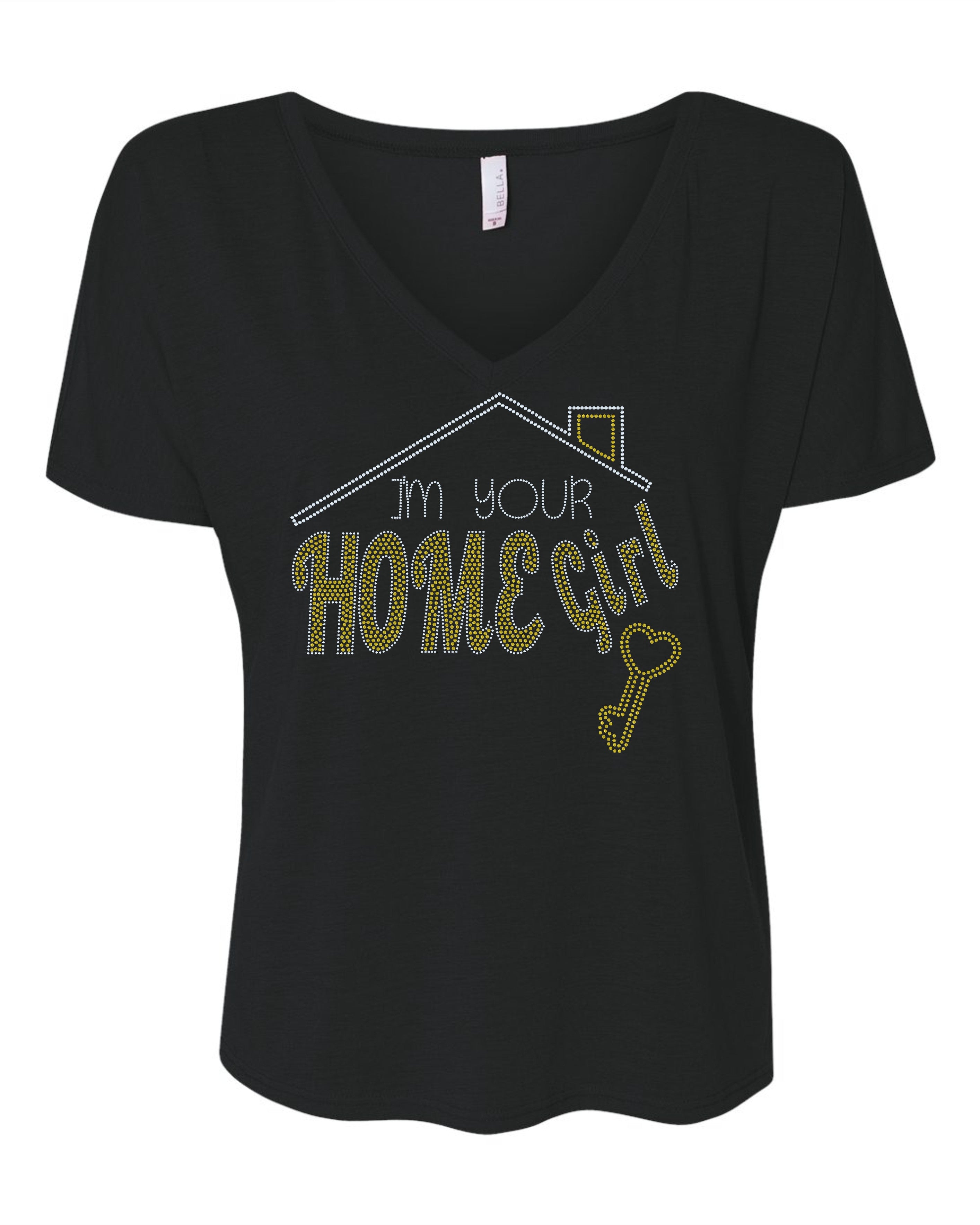 I'm Your Home Girl with Key Real Estate Bling Shirt / Real Estate Work Polo or T-Shirt Sparkly Spangle Collared Tee - Stitch N Bling