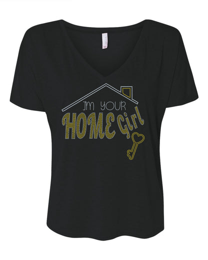 I'm Your Home Girl with Key Real Estate Bling Shirt / Real Estate Work Polo or T-Shirt Sparkly Spangle Collared Tee - Stitch N Bling