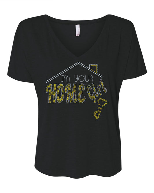 I'm Your Home Girl with Key Real Estate Bling Shirt / Real Estate Work Polo or T-Shirt Sparkly Spangle Collared Tee - Stitch N Bling