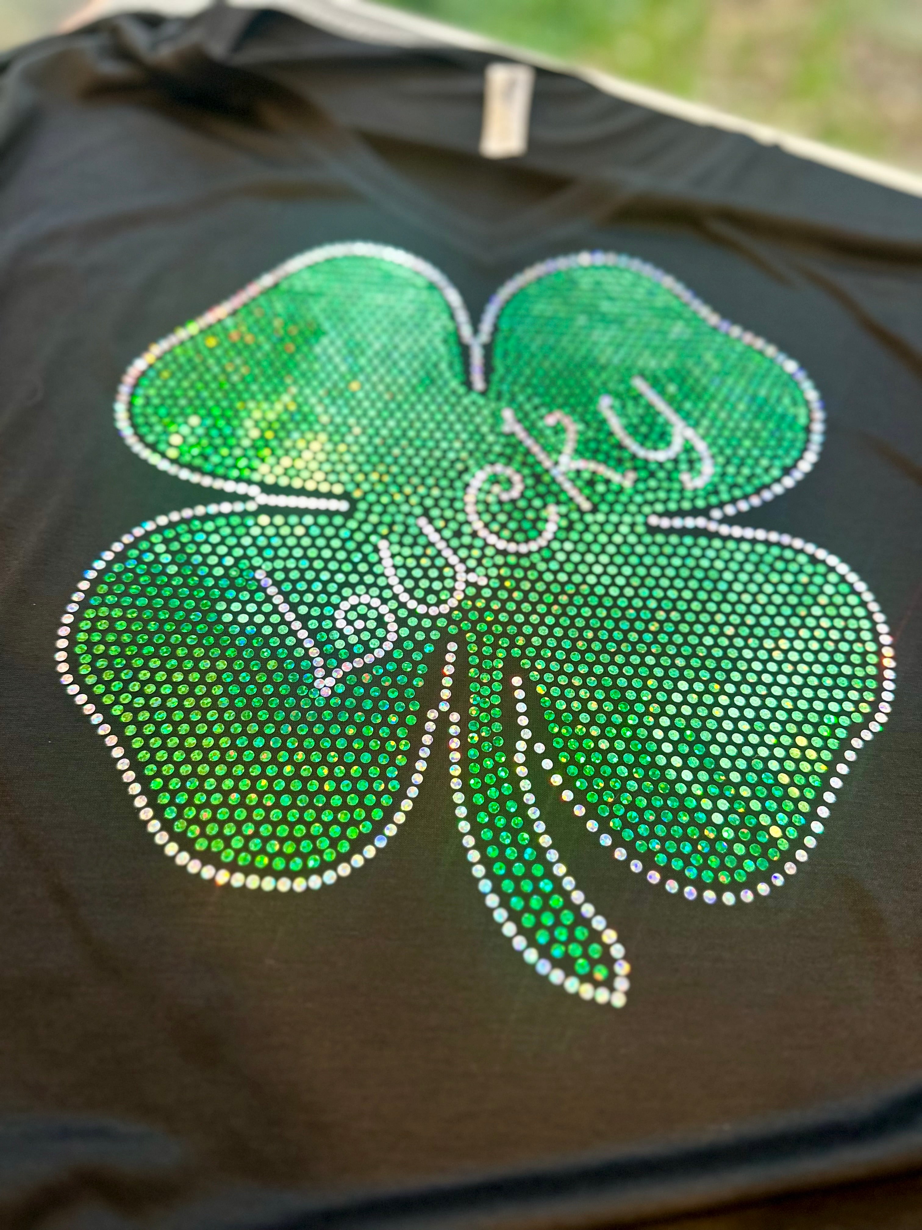 Lucky Shamrock Bling Tee! Lucky Shirt / St. Patrick's Day bling tee / St. Patty's Day Tee - Stitch N Bling