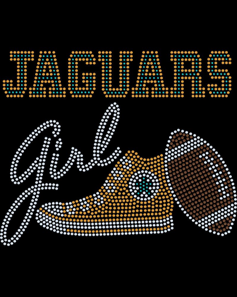 Jacksonville Jaguars Girl Tennis Shoe Bling Apparel – Ladies V-Neck Tee, Unisex Crewneck, Ladies Long Sleeve V-Neck Shirt, Unisex Sweatshirt