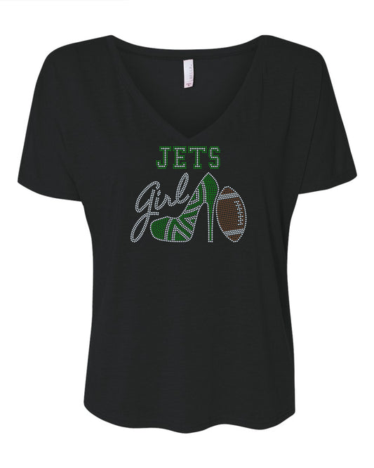 New York Jets Tee, Jets High Heel Shoe, Jets Girl, Personalization Optional! Long sleeve and Sweatshirts! - Stitch N Bling