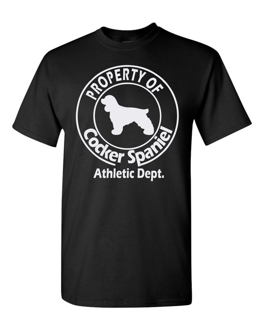 Property of Cocker Spaniel Athletic Department, Club Cocker Tee, Cocker Spaniel Club, American Cocker Spaniel, Dog Design, and Dog Lover T-Shirt, Tee, Sweatshirt