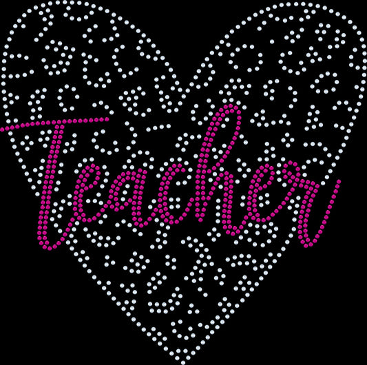 Teacher Heart Bling Tee / Back to School or Teacher Spirit Day/ Teacher Love Sparkle Design / Teachers Tank, Tee or Sweatshirt!