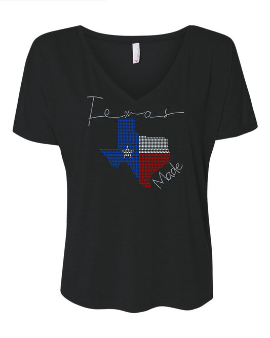 Texas Made Bling Shirt/State of Texas Sparkle Tee/ Texas Spirit Tee, Long Sleeve, Sweatshirt