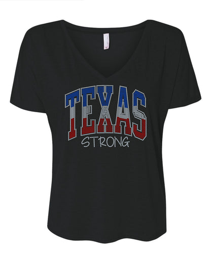 Texas Strong Red White and Blue Bling Shirt/State of Texas Sparkle Tee/ Texas Spirit Tee, Long Sleeve, Sweatshirt