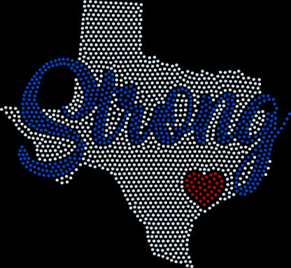 Texas Strong Heart Bling Shirt/State of Texas Sparkle Tee/ Texas Spirit Tee, Long Sleeve, Sweatshirt