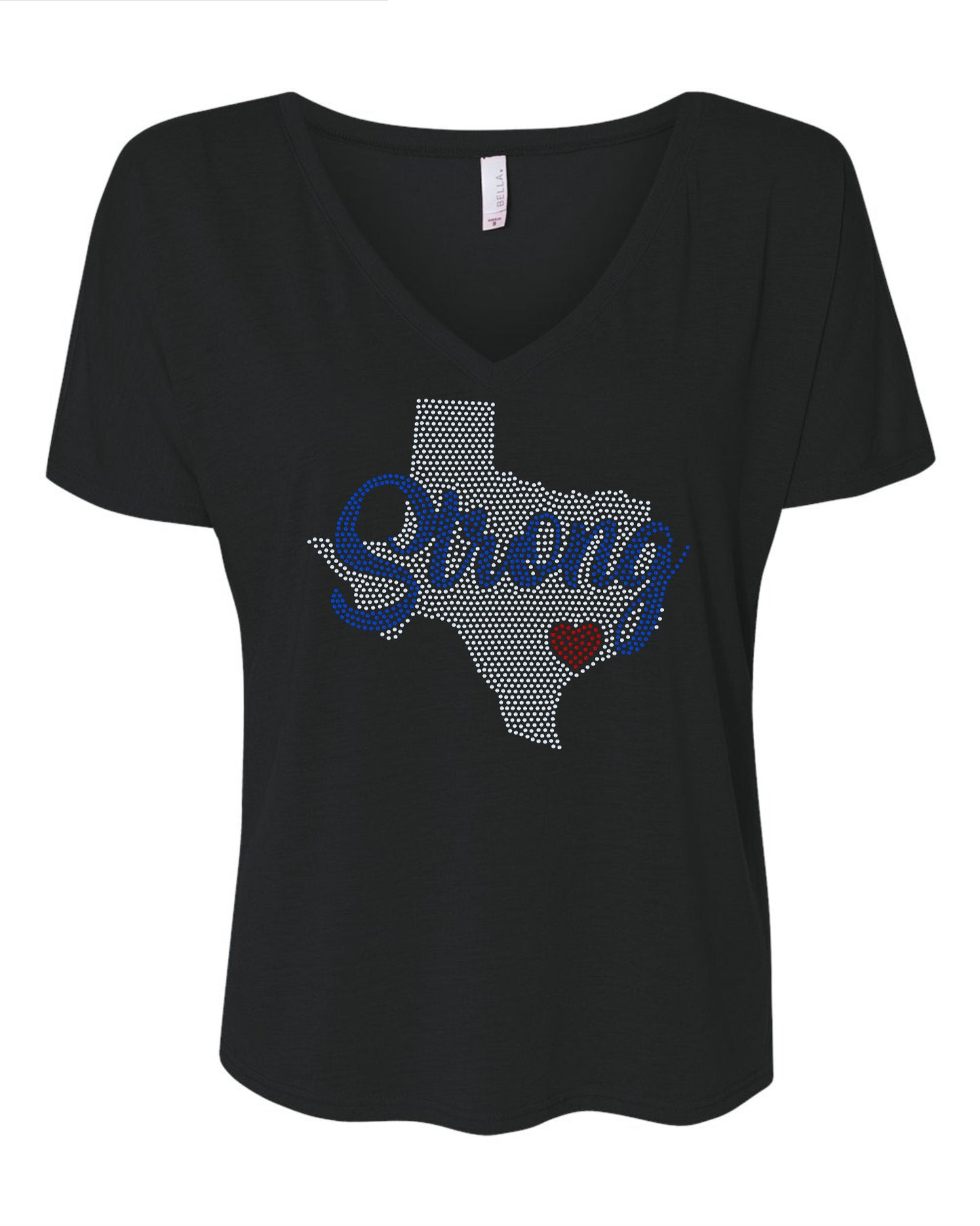 Texas Strong Heart Bling Shirt/State of Texas Sparkle Tee/ Texas Spirit Tee, Long Sleeve, Sweatshirt