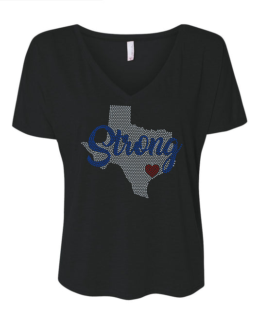 Texas Strong Heart Bling Shirt/State of Texas Sparkle Tee/ Texas Spirit Tee, Long Sleeve, Sweatshirt