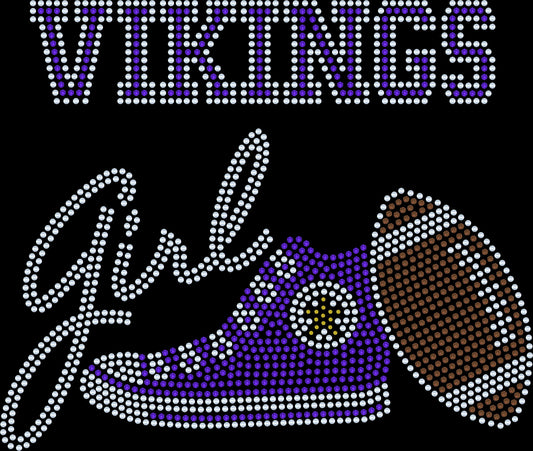 Minnesota Vikings Tee, Vikings Tennis Shoe, Vikings Girl, Personalization Optional! Long sleeve and Sweatshirts! - Stitch N Bling