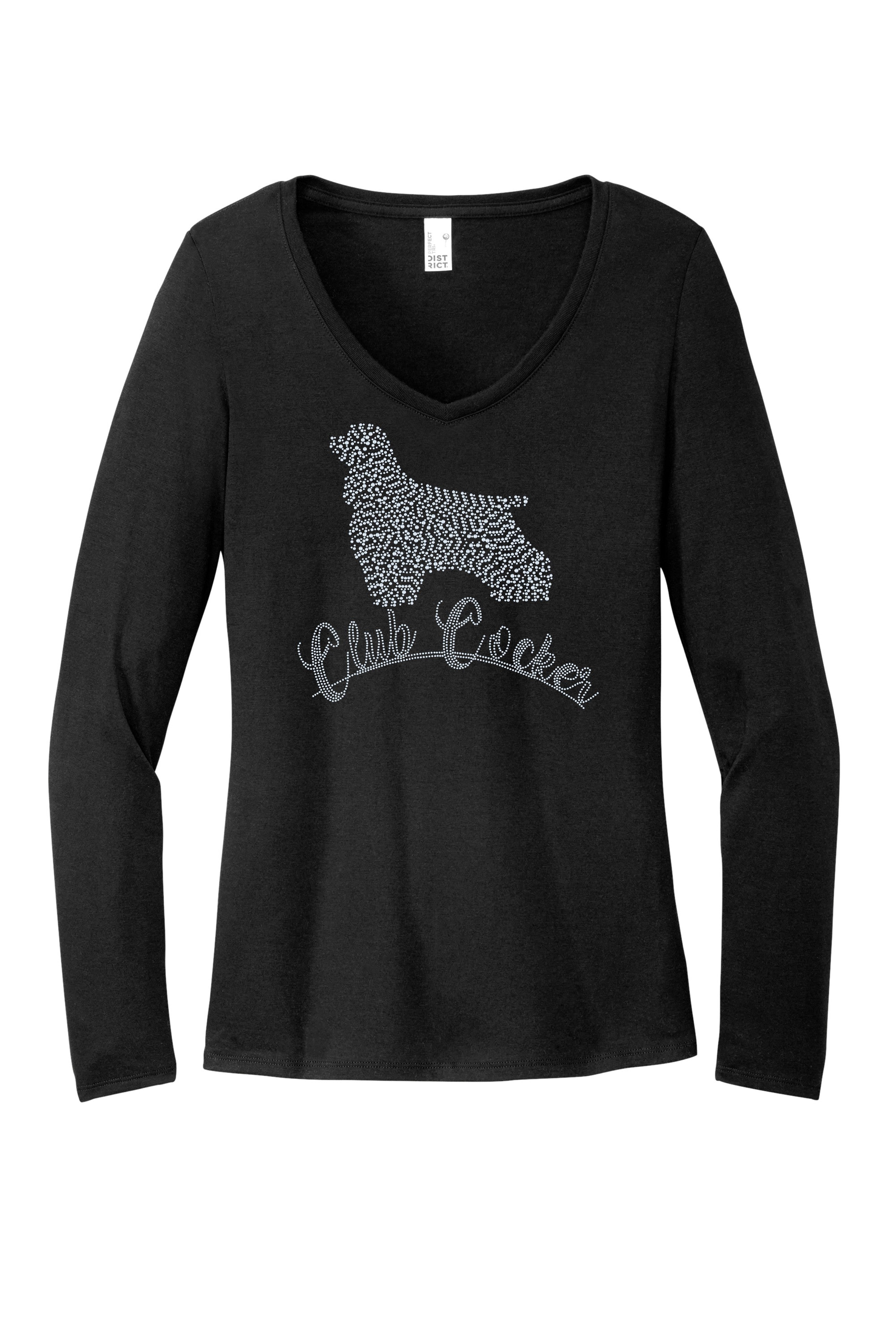 American Cocker Spaniel Club Cocker Dog Mom Bling Apparel – Ladies V-Neck Tee, Unisex Crewneck, Ladies Long Sleeve V-Neck Shirt, Unisex Sweatshirt