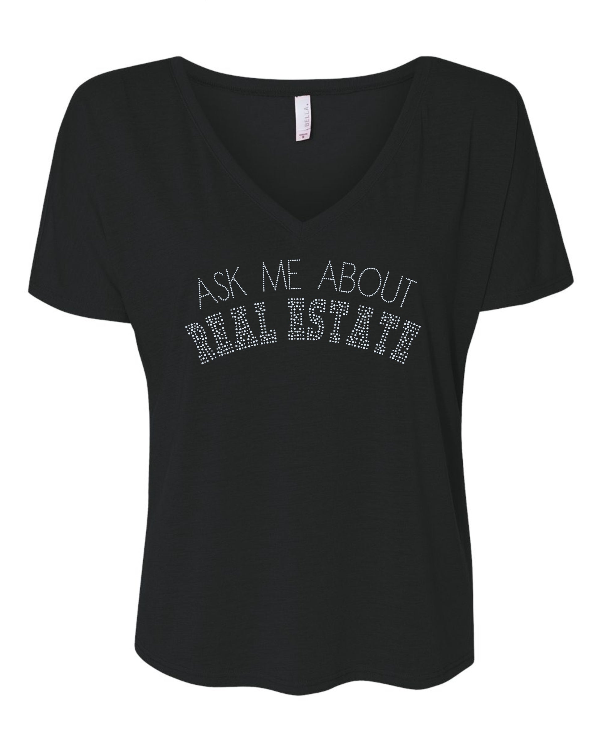 Ask Me About Real Estate Bling Shirt / Real Estate Work Polo or T-Shirt Sparkly Spangle Collared Tee - Stitch N Bling