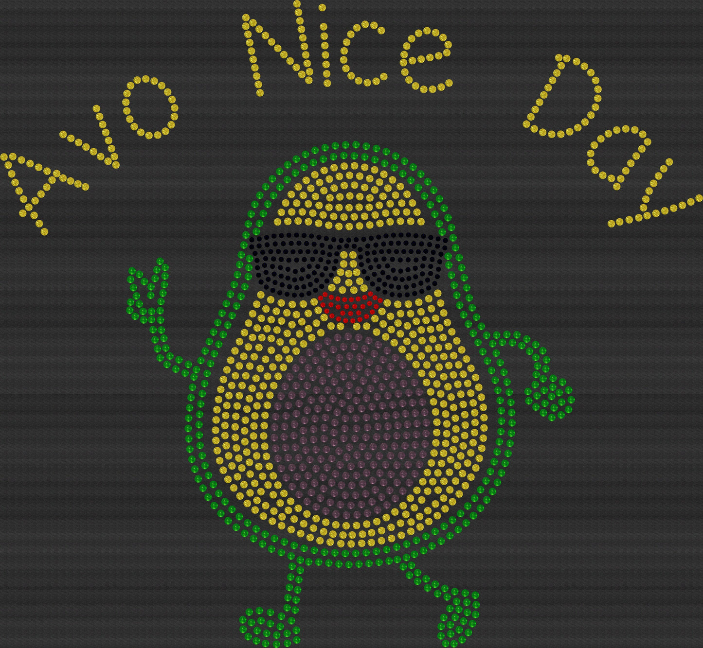 Avo Nice Day Bling Tee, Avocado Cute Tee / Fun Bling Tee Sparkly Spangle Tee - Stitch N Bling