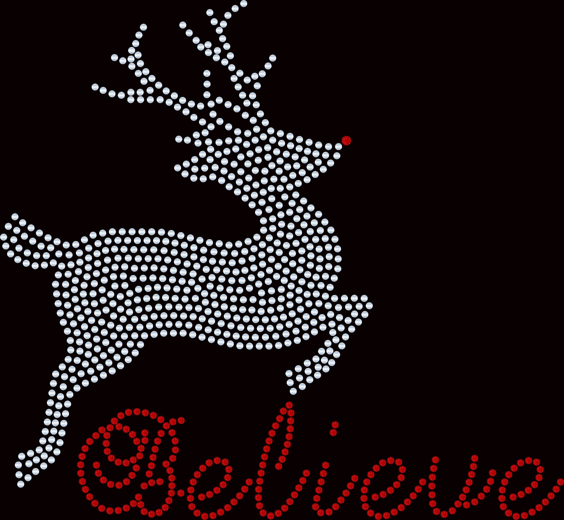 Prancing Reindeer Bling Tee, T-Shirt Christmas Spangle Design! Rudolph the Reindeer Tee, Long Sleeve or Sweatshirts! - Stitch N Bling