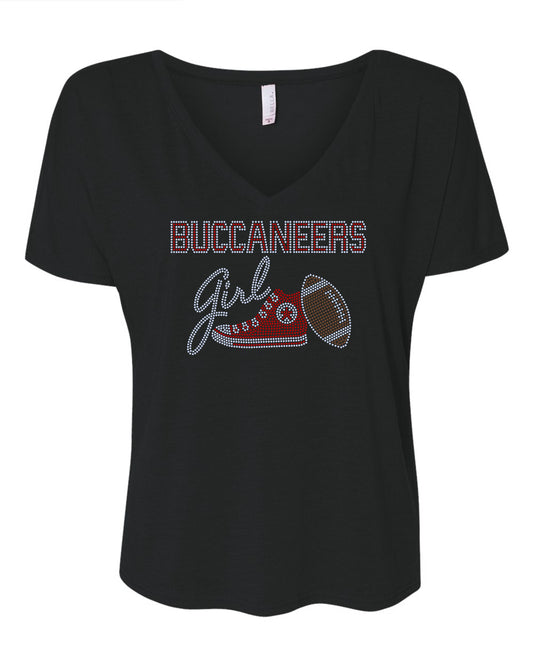 Personalized Tampa Bay Buccaneers Tee, Buccaneers Tennis Shoe, Buccaneers Girl, Personalization Optional! Long sleeve and Sweatshirts! - Stitch N Bling