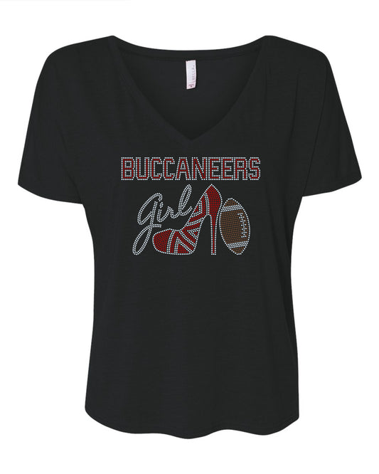 Personalized Tampa Bay Buccaneers Tee, Buccaneers High Heel Shoe, Buccaneers Girl, Personalization Optional! Long sleeve and Sweatshirts! - Stitch N Bling