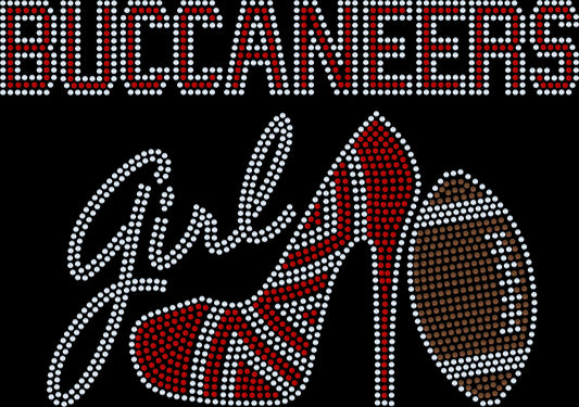 Personalized Tampa Bay Buccaneers Tee, Buccaneers High Heel Shoe, Buccaneers Girl, Personalization Optional! Long sleeve and Sweatshirts! - Stitch N Bling