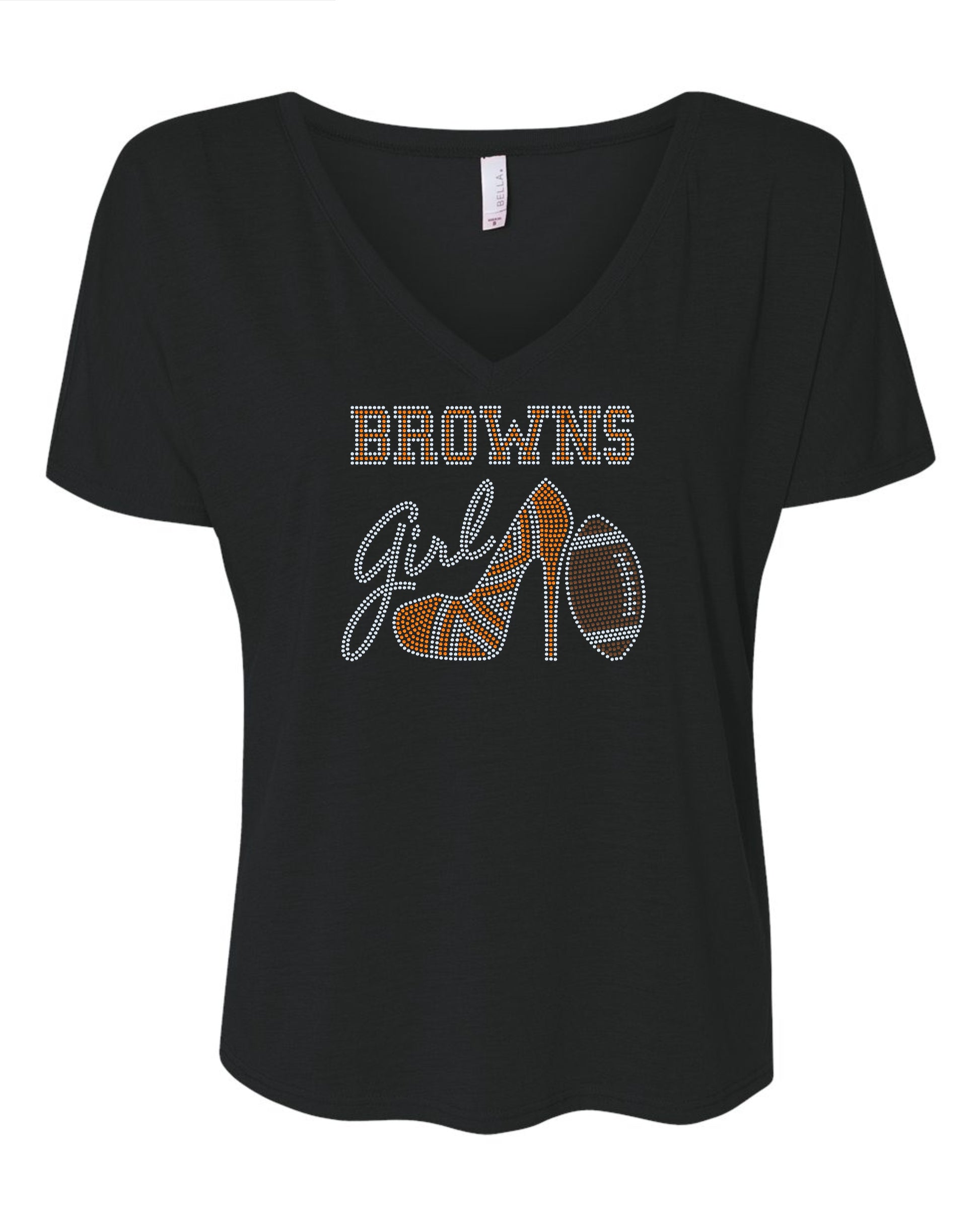 Personalized Cleveland Browns Tee, Browns High Heel Shoe, Browns Girl, Personalization Optional! Long sleeve and Sweatshirts! - Stitch N Bling