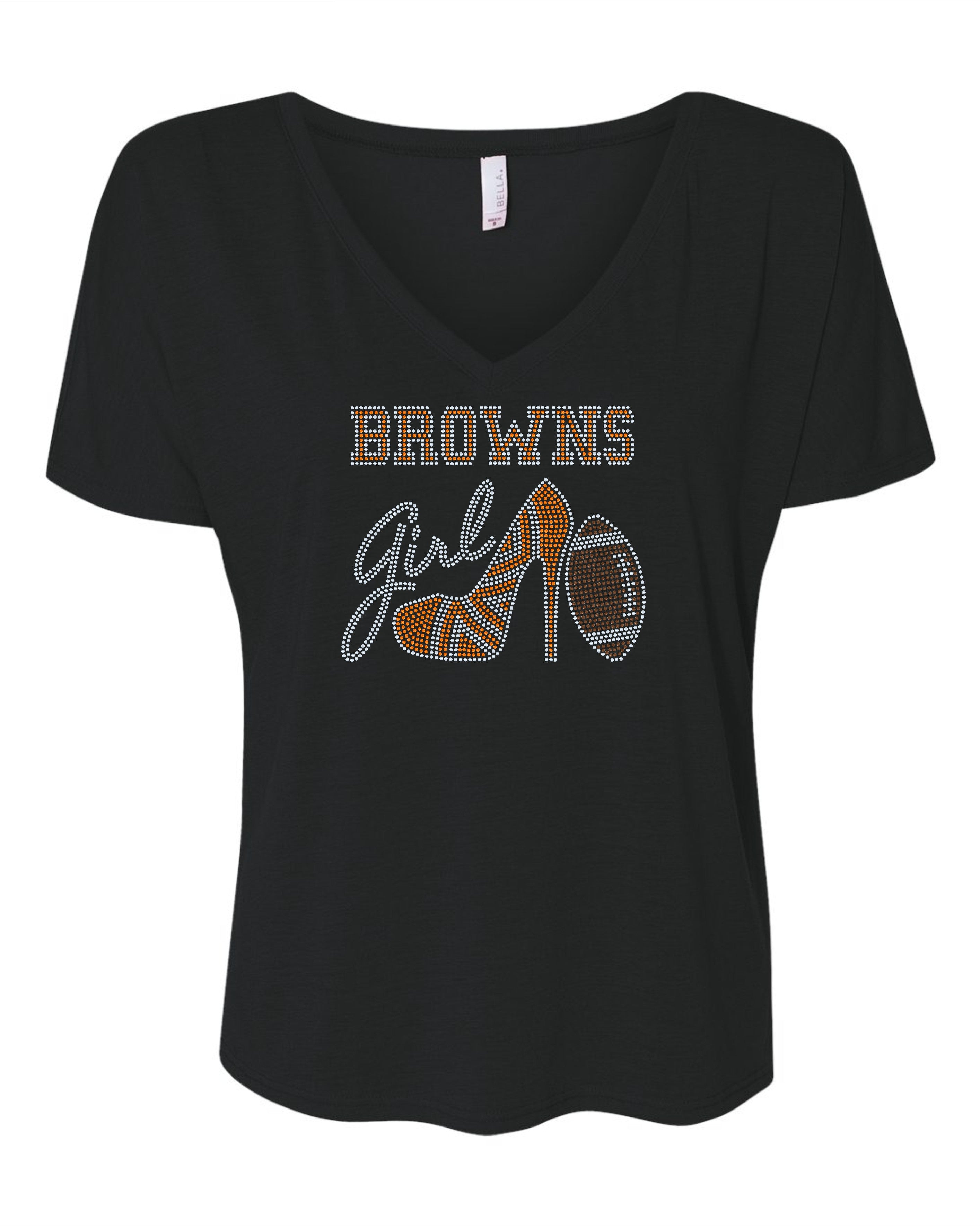 Personalized Cleveland Browns Tee, Browns High Heel Shoe, Browns Girl, Personalization Optional! Long sleeve and Sweatshirts! - Stitch N Bling