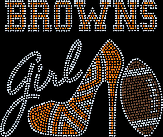 Personalized Cleveland Browns Tee, Browns High Heel Shoe, Browns Girl, Personalization Optional! Long sleeve and Sweatshirts! - Stitch N Bling