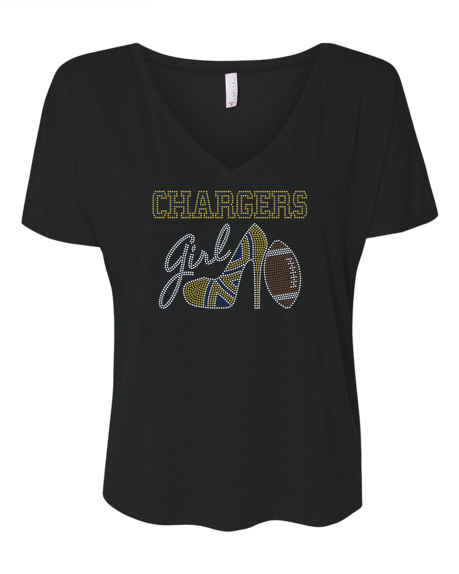 Personalized Los Angeles Chargers Tee, Chargers High Heel Shoe, Chargers Girl, Personalization Optional! Long sleeve and Sweatshirts! - Stitch N Bling