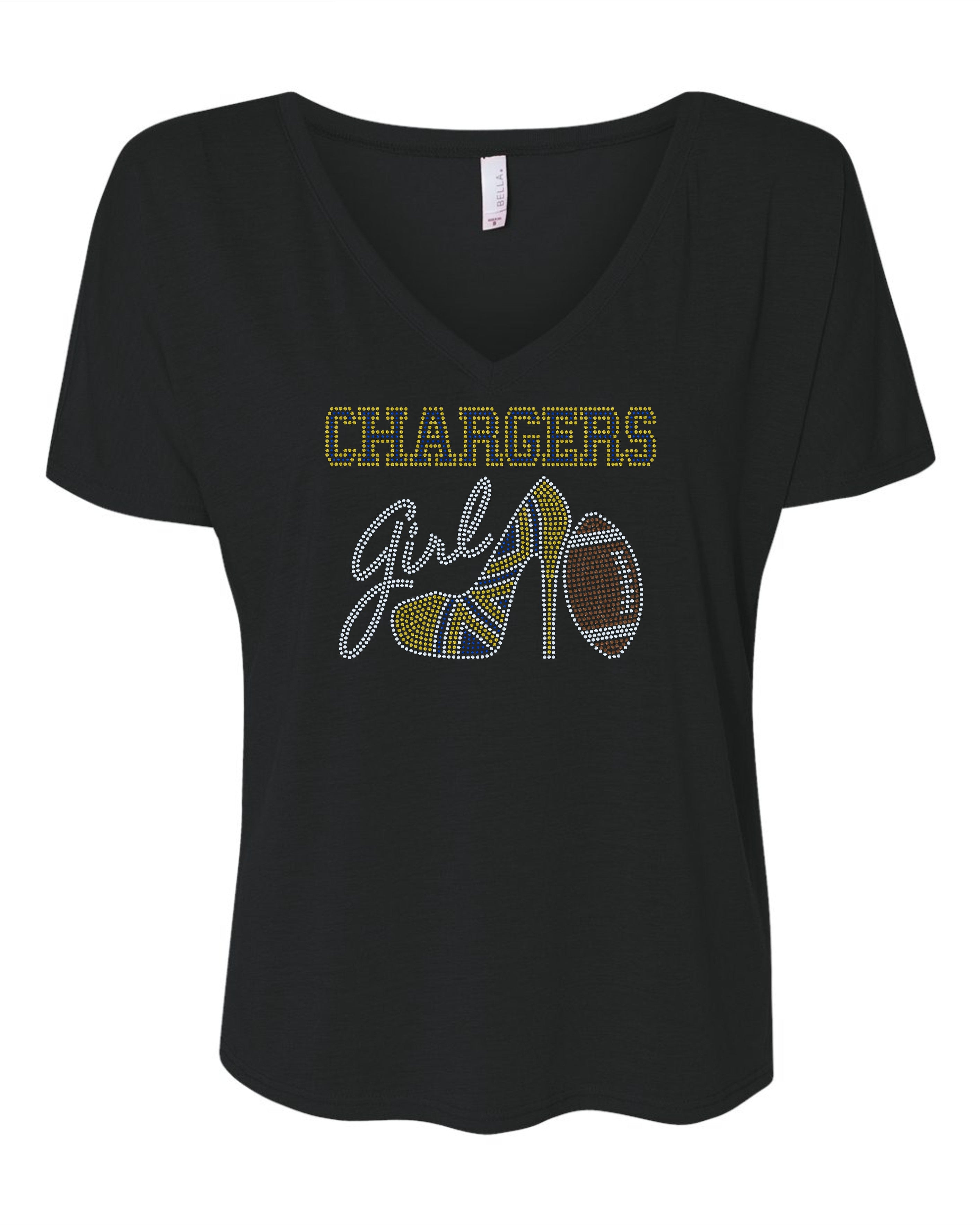 Personalized Los Angeles Chargers Tee, Chargers High Heel Shoe, Chargers Girl, Personalization Optional! Long sleeve and Sweatshirts! - Stitch N Bling