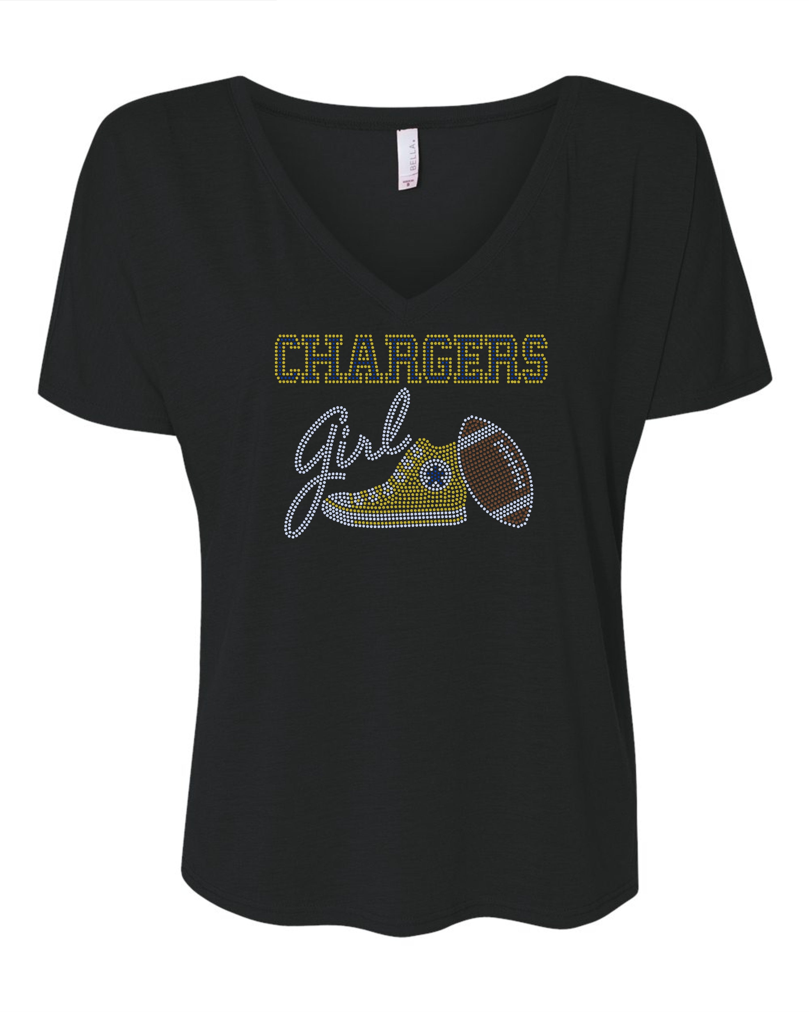Personalized Los Angeles Chargers Tee, Chargers Tennis Shoe, Chargers Girl, Personalization Optional! Long sleeve and Sweatshirts! - Stitch N Bling