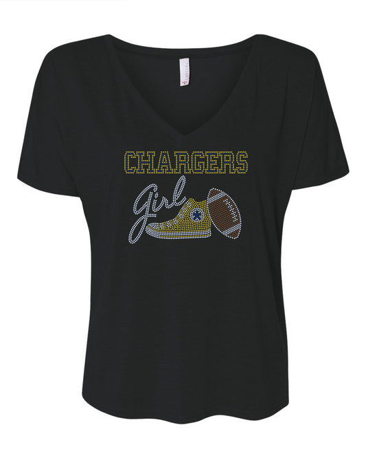 Personalized Los Angeles Chargers Tee, Chargers Tennis Shoe, Chargers Girl, Personalization Optional! Long sleeve and Sweatshirts! - Stitch N Bling