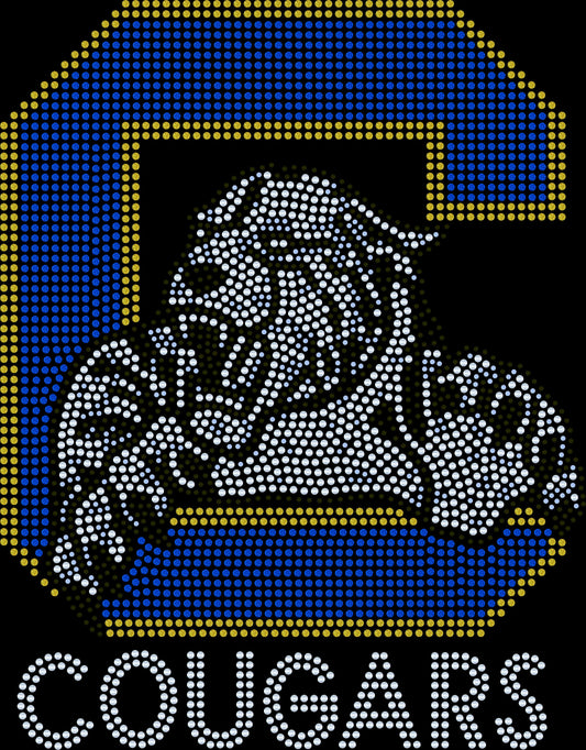 Cougars Football Bling Tee, Cougars Girl, Personalization Optional! Tees, Long sleeve and Sweatshirts!