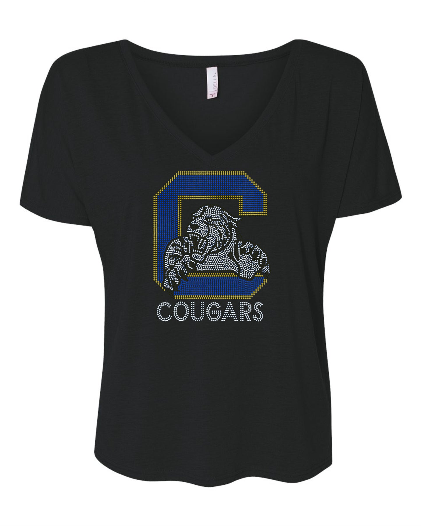 Cougars Football Bling Tee, Cougars Girl, Personalization Optional! Tees, Long sleeve and Sweatshirts! - Stitch N Bling