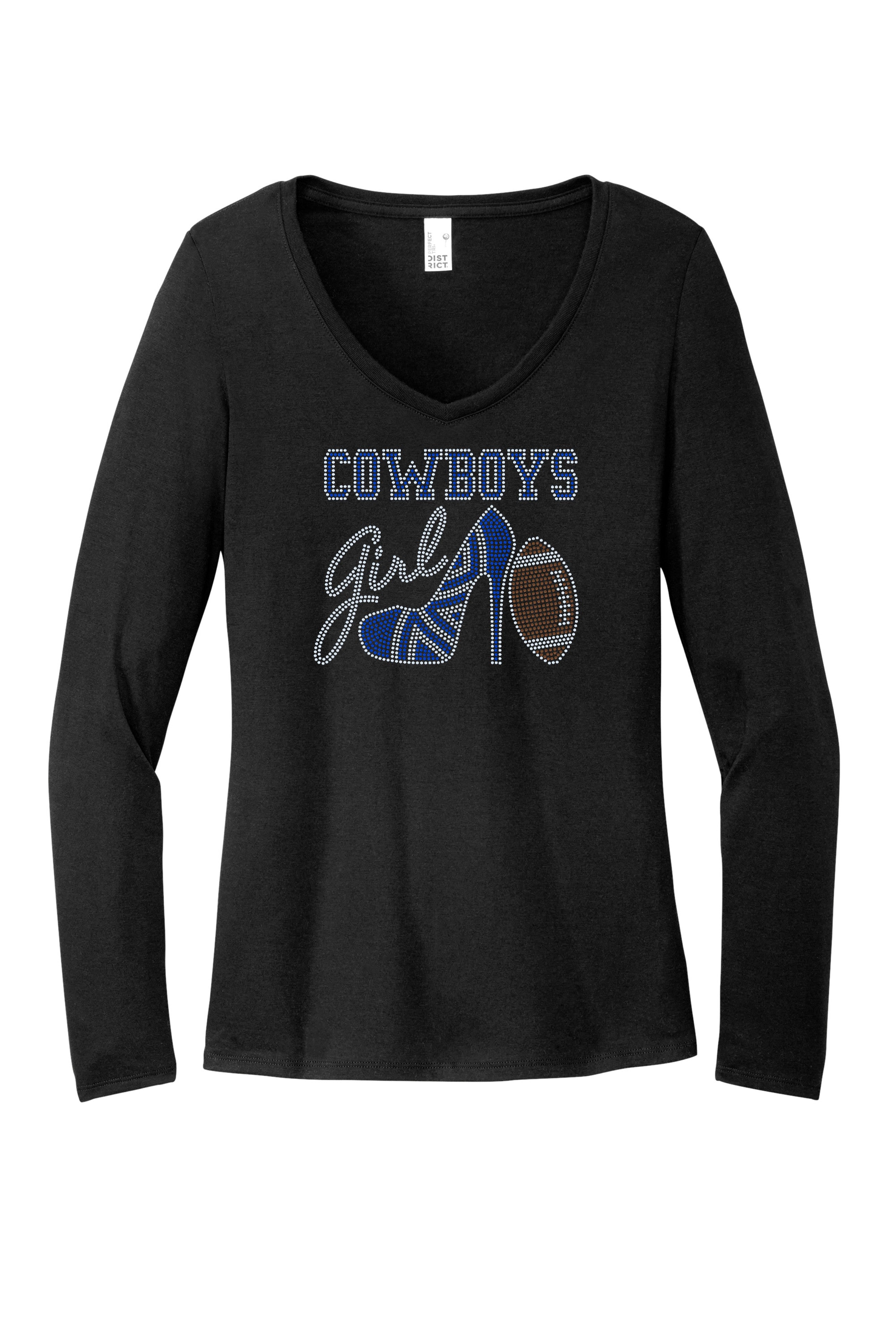 Dallas Cowboys Girl High Heel Bling Apparel – Ladies V-Neck Tee, Unisex Crewneck, Ladies Long Sleeve V-Neck Shirt, Unisex Sweatshirt
