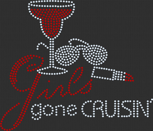 Girls Gone Cruising Sunglasses, Lipstick, Wine Glass Bling Tee / Vacation Tee / Cruise Tees - Stitch N Bling