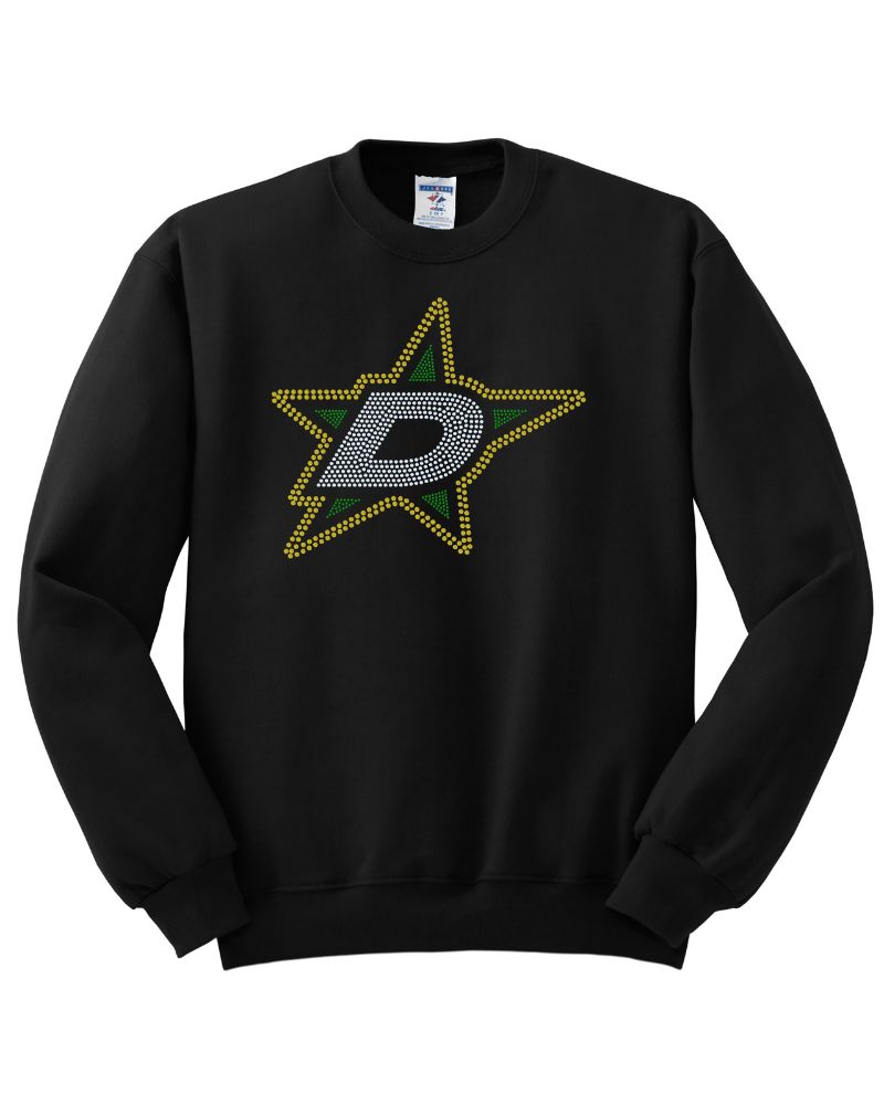 Dallas Hockey Star Spangle Bling Apparel – Ladies V-Neck Tee, Unisex Crewneck, Ladies Long Sleeve V-Neck Shirt, Unisex Sweatshirt