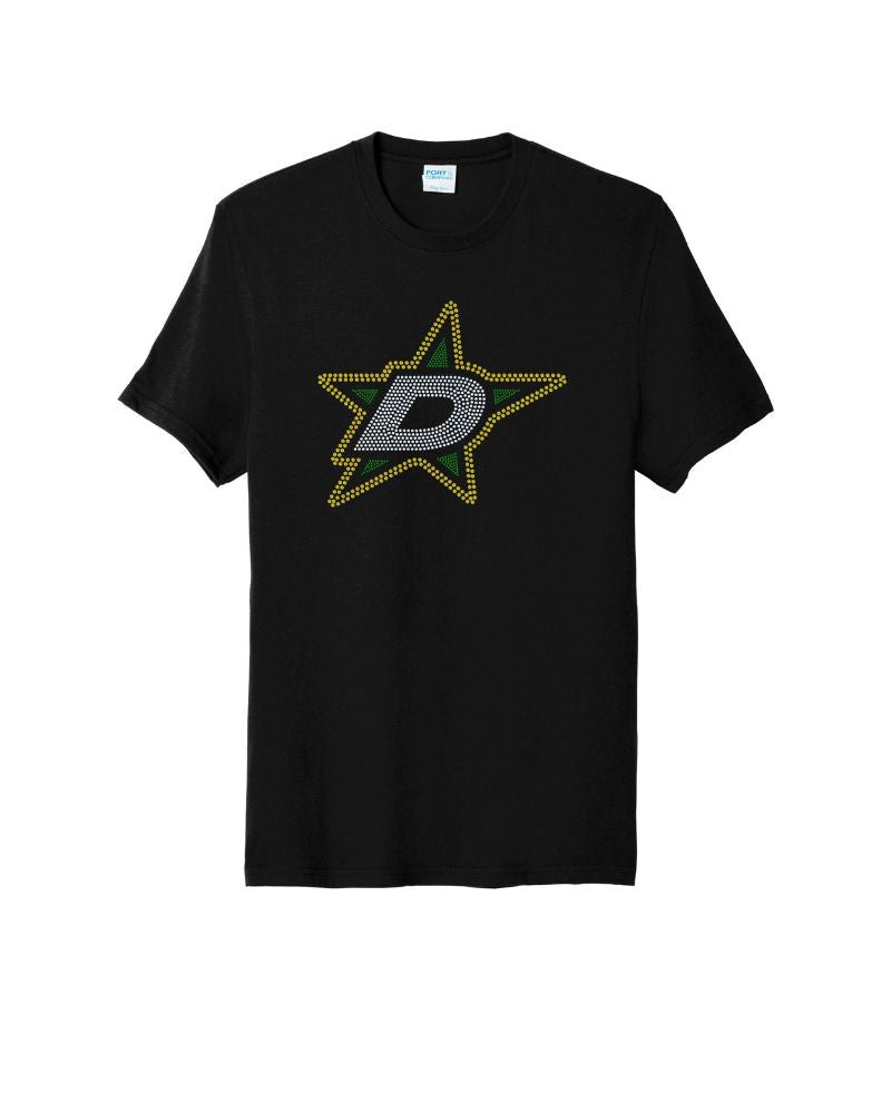 Dallas Hockey Star Spangle Bling Apparel – Ladies V-Neck Tee, Unisex Crewneck, Ladies Long Sleeve V-Neck Shirt, Unisex Sweatshirt
